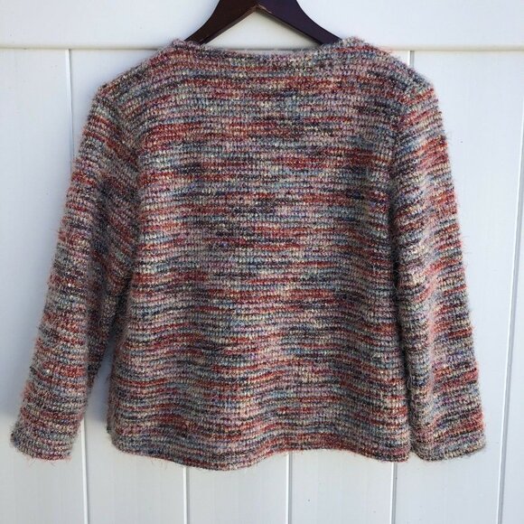 Piazza Italia Italy Sweater Single Button Cape Striped Knit Metallic Small - Picture 6 of 8